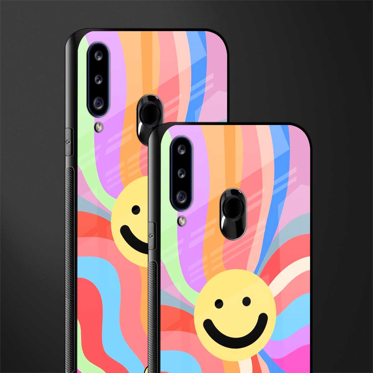 cheerful smiley glass case for samsung galaxy a20s image-2