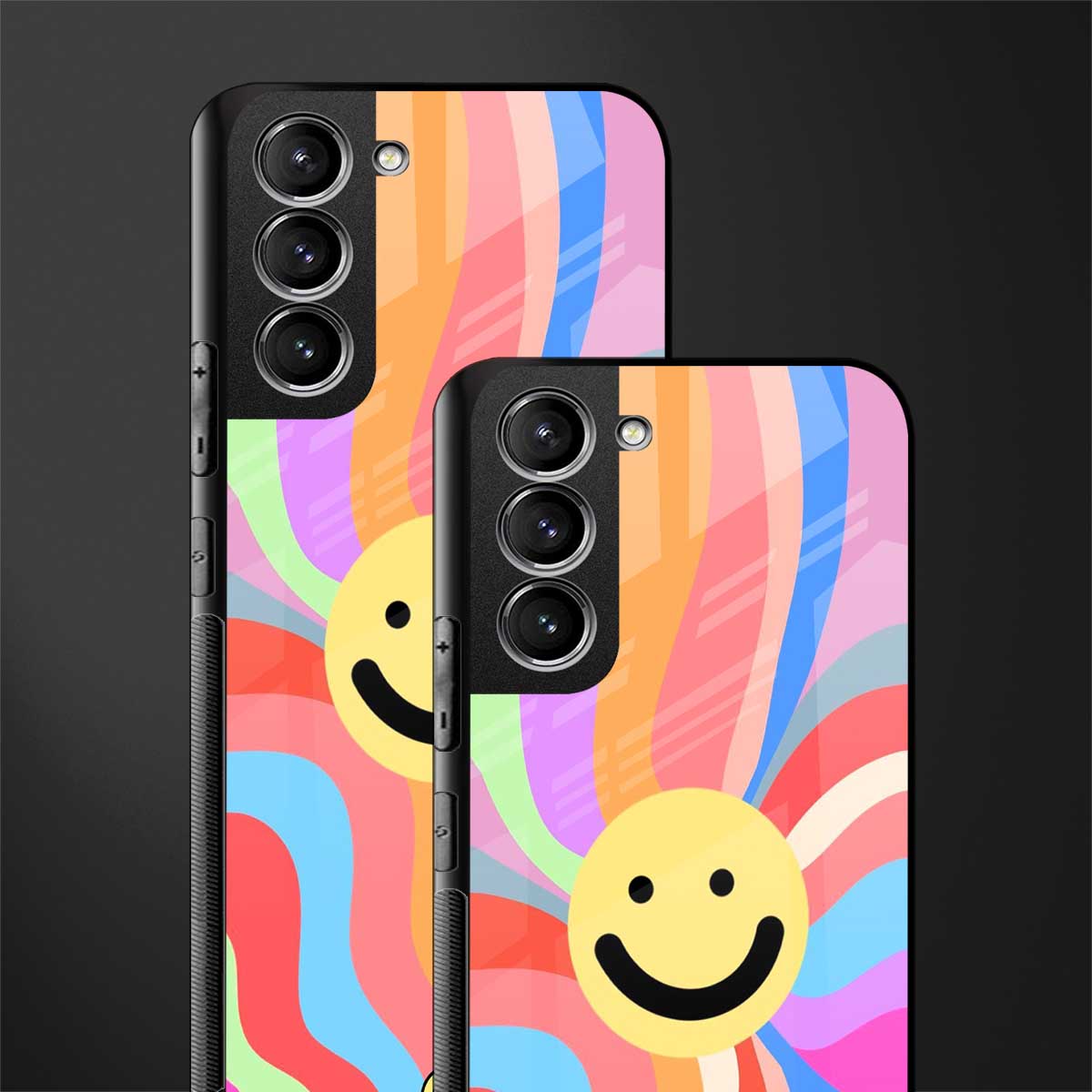 cheerful smiley glass case for samsung galaxy s22 5g image-2