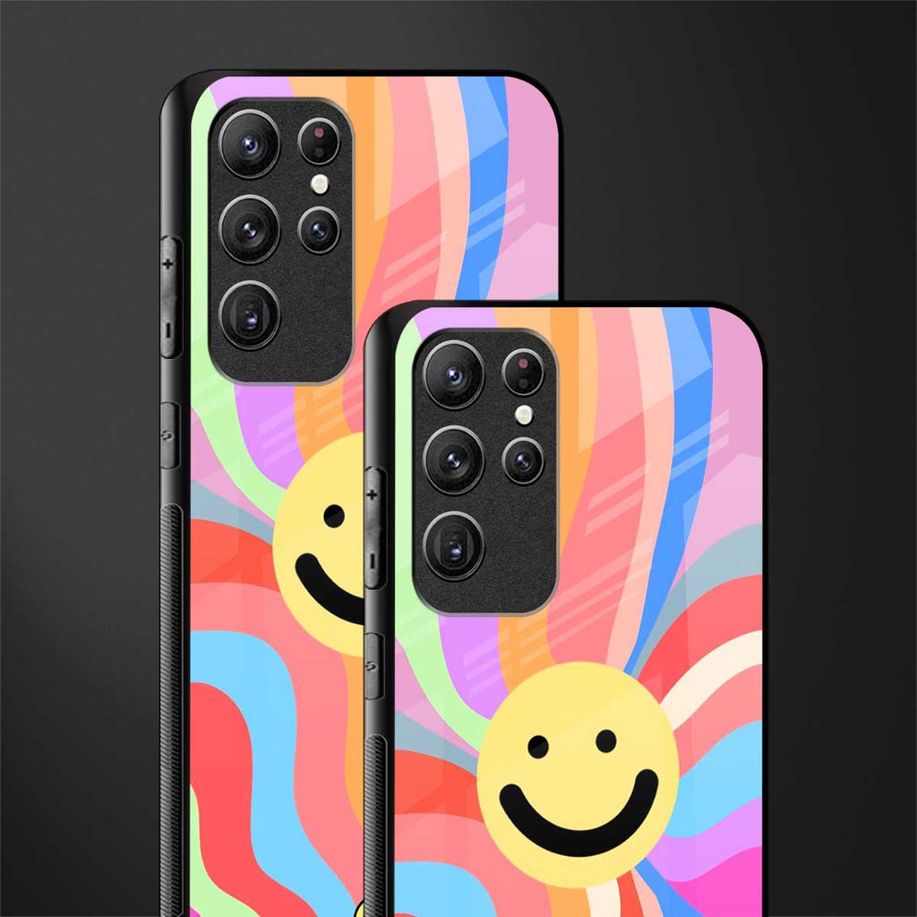 cheerful smiley glass case for samsung galaxy s21 ultra image-2