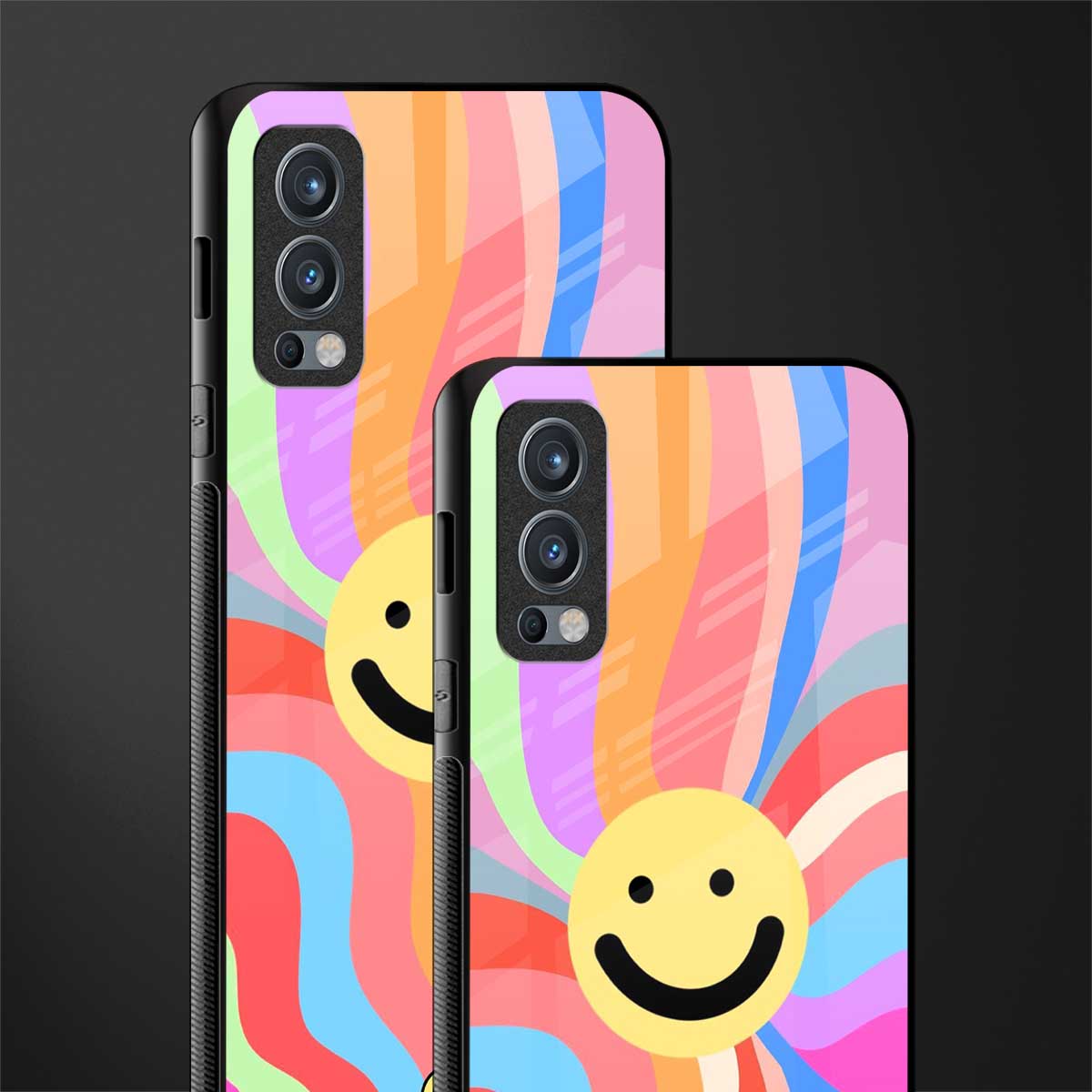 cheerful smiley glass case for oneplus nord 2 5g image-2