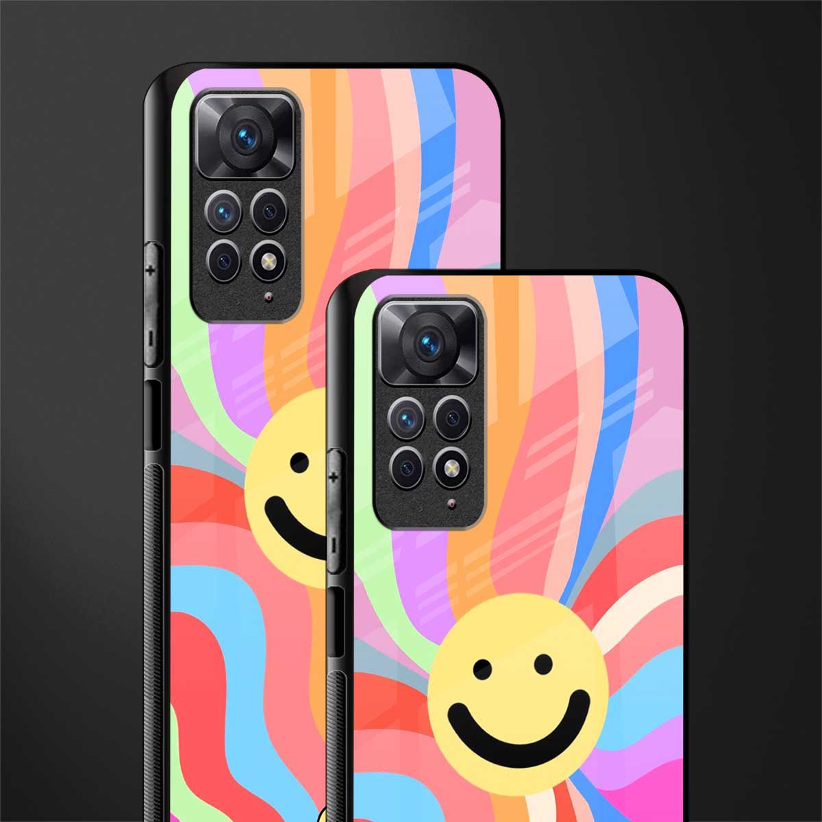 cheerful smiley glass case for redmi note 11s image-2