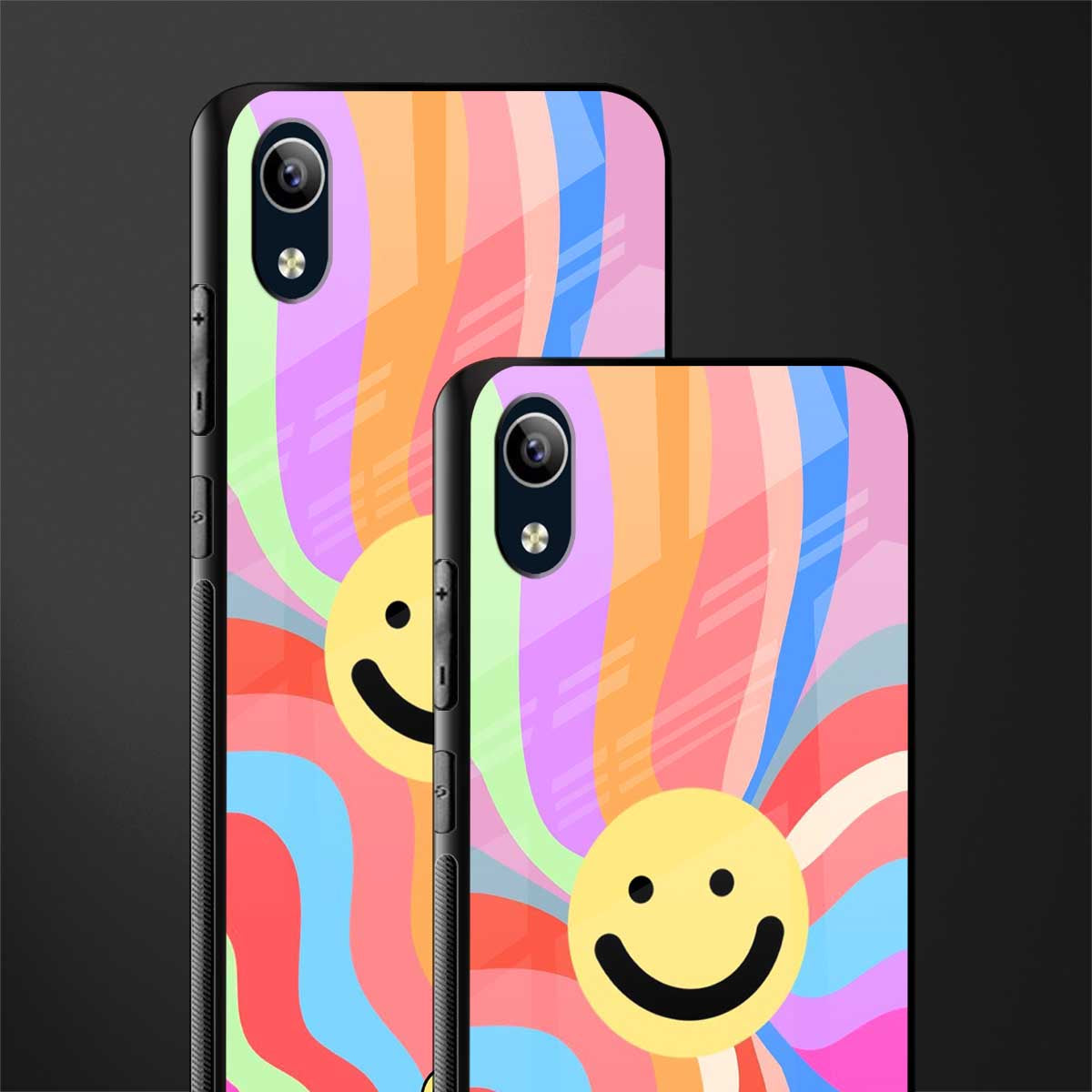 cheerful smiley glass case for vivo y1s without fingerprint image-2