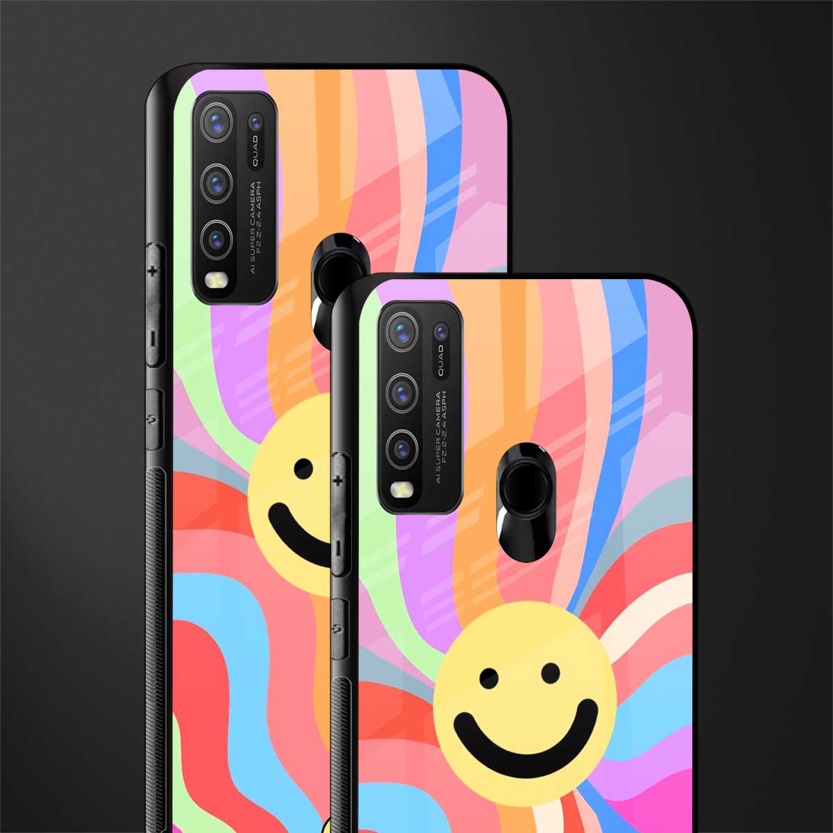 cheerful smiley glass case for vivo y50 image-2