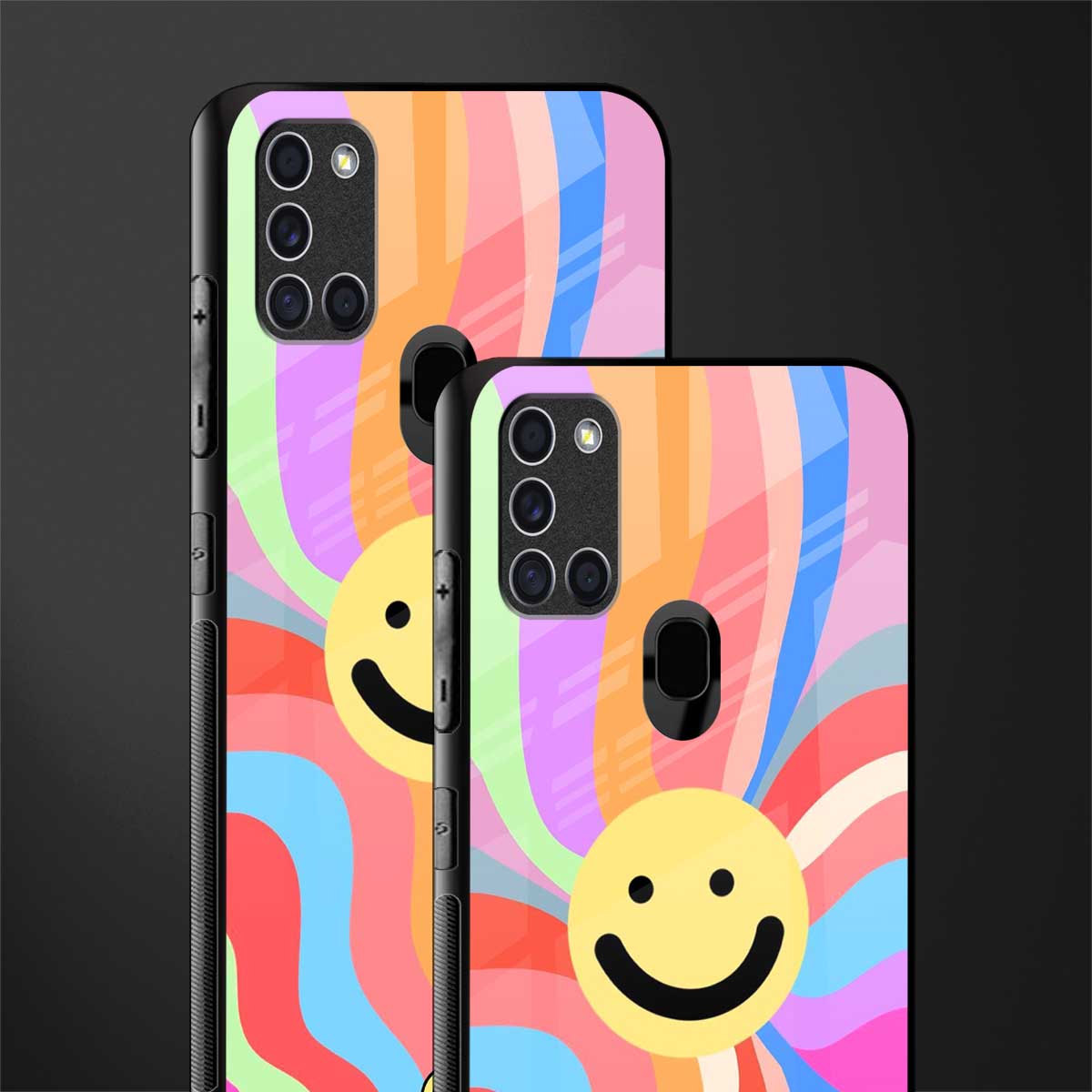 cheerful smiley glass case for samsung galaxy a21s image-2