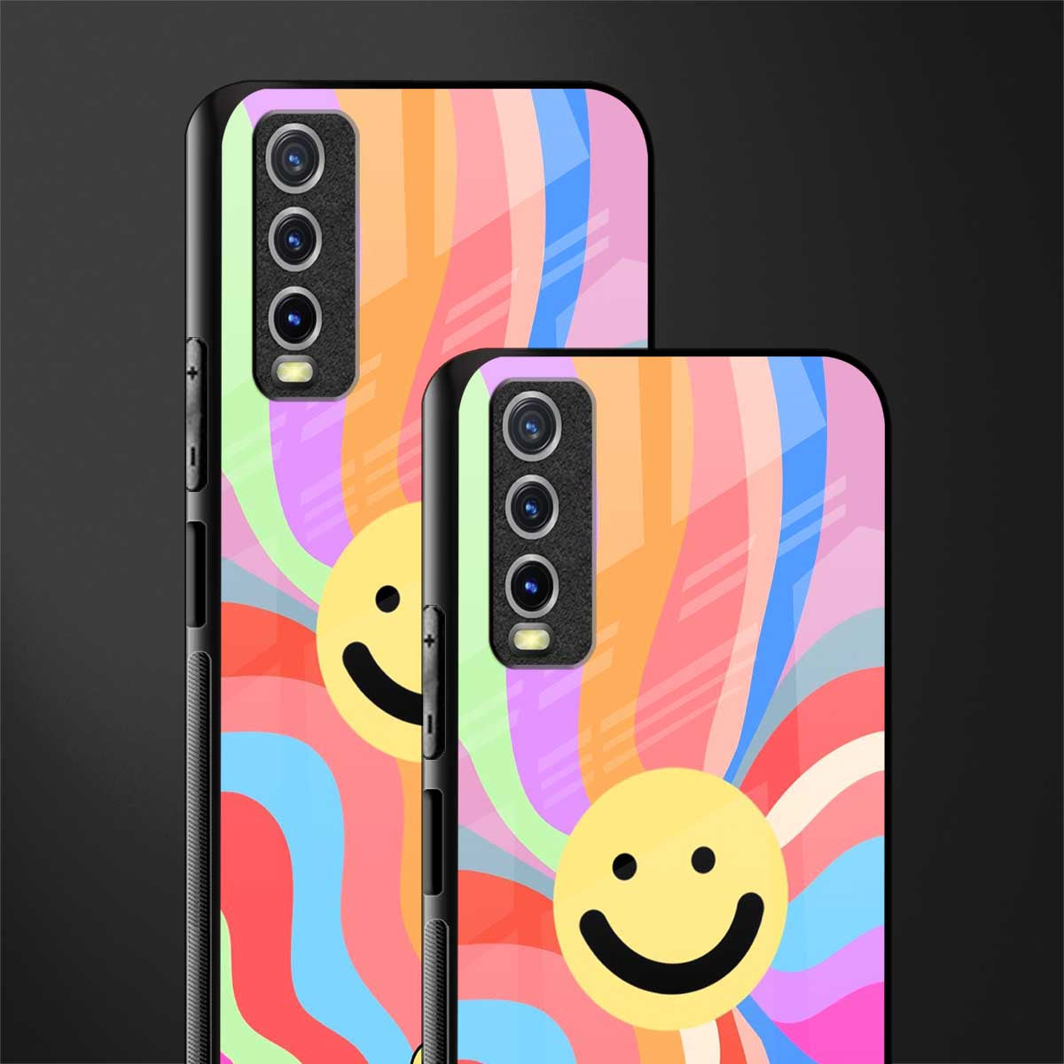 cheerful smiley glass case for vivo y12g image-2
