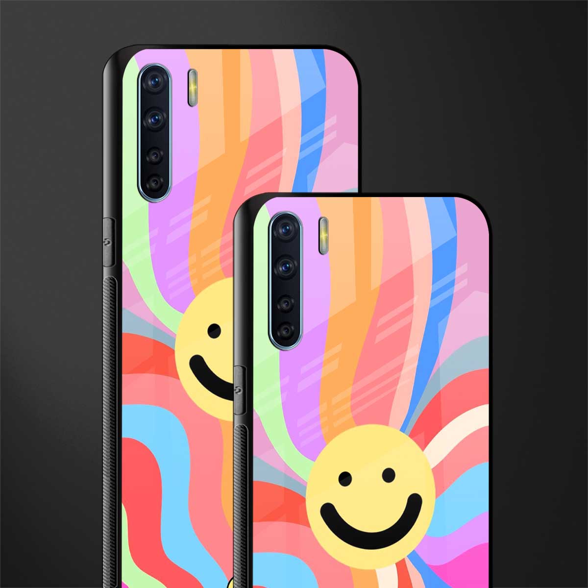 cheerful smiley glass case for oppo f15 image-2