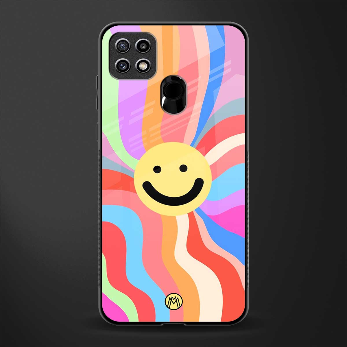 cheerful smiley glass case for oppo a15s image