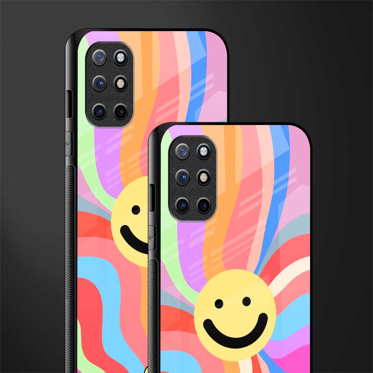 cheerful smiley glass case for oneplus 8t image-2