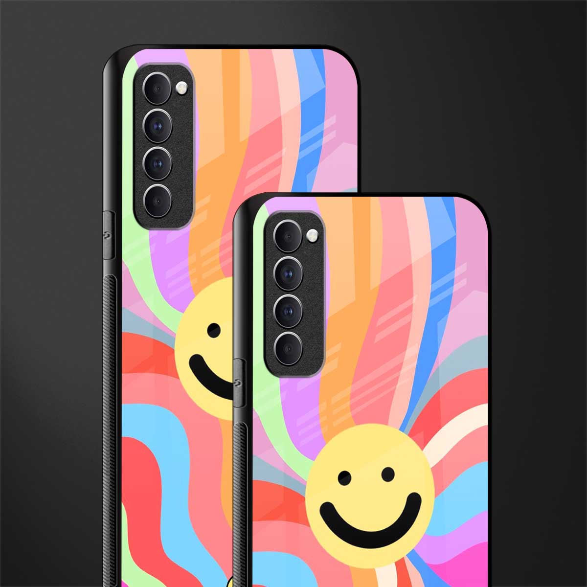 cheerful smiley glass case for oppo reno 4 pro image-2