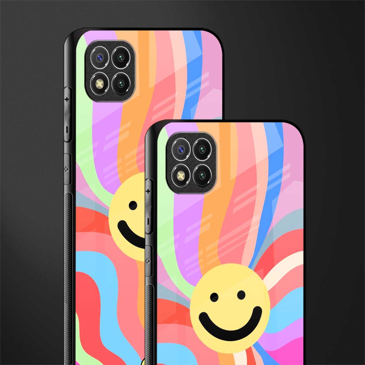 cheerful smiley glass case for poco c3 image-2