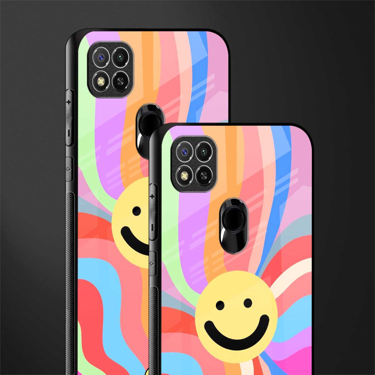 cheerful smiley glass case for redmi 9c image-2