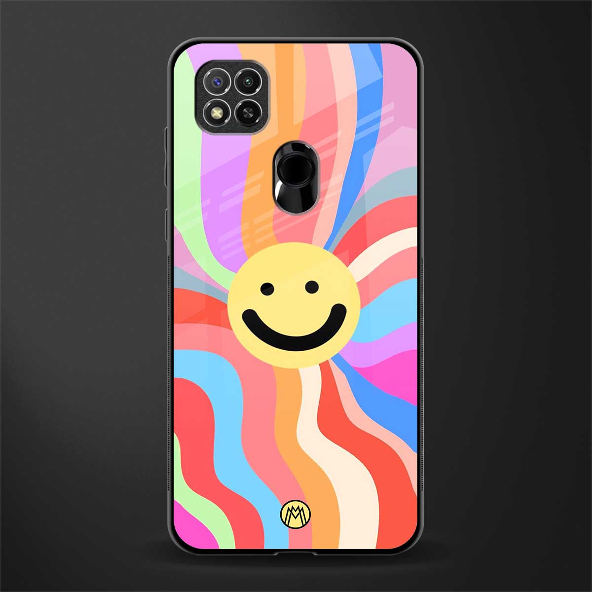cheerful smiley glass case for redmi 9 image