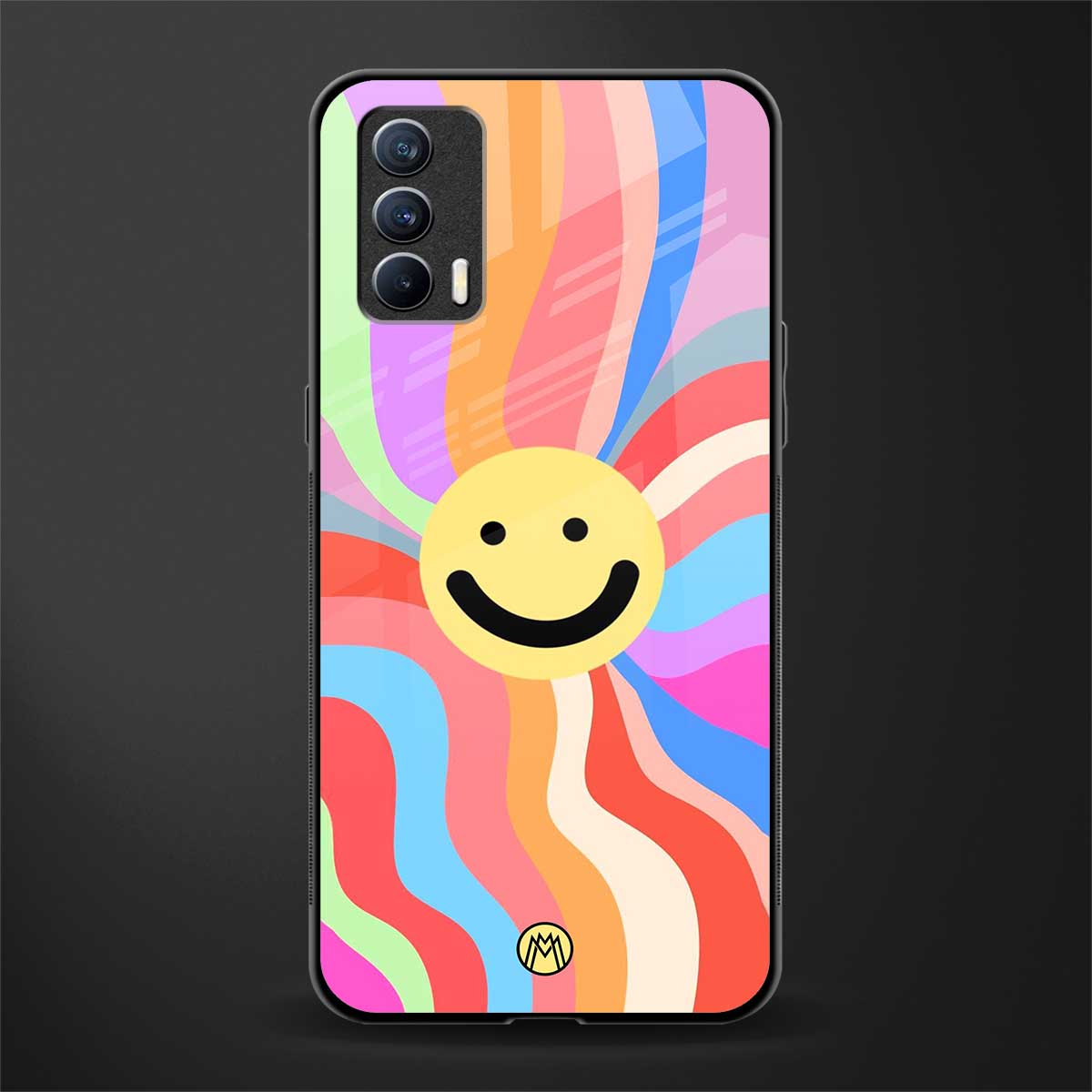 cheerful smiley glass case for realme x7 image