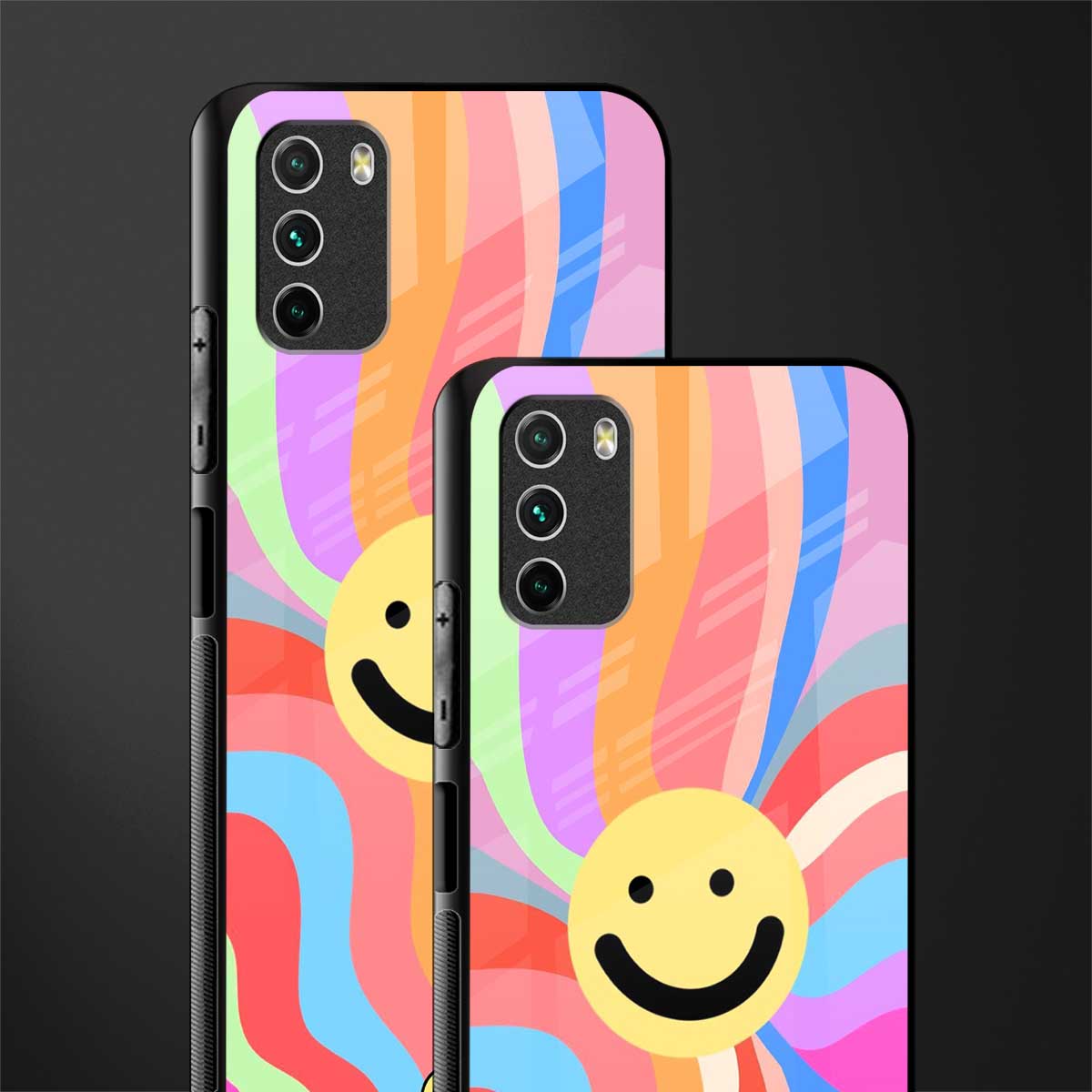 cheerful smiley glass case for poco m3 image-2