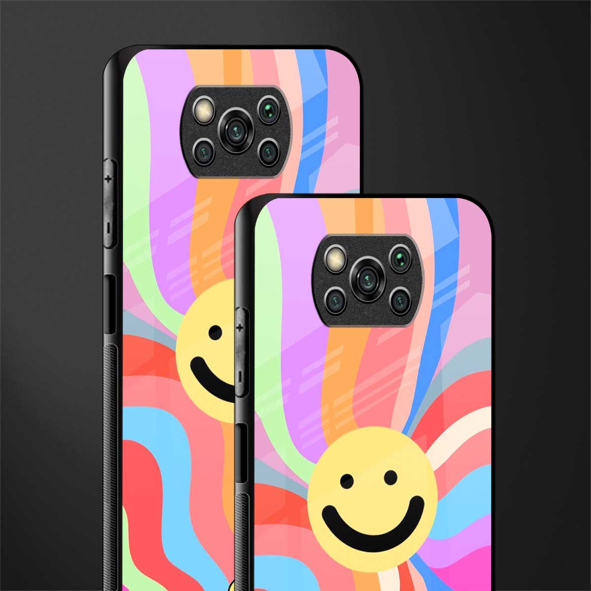 cheerful smiley glass case for poco x3 image-2