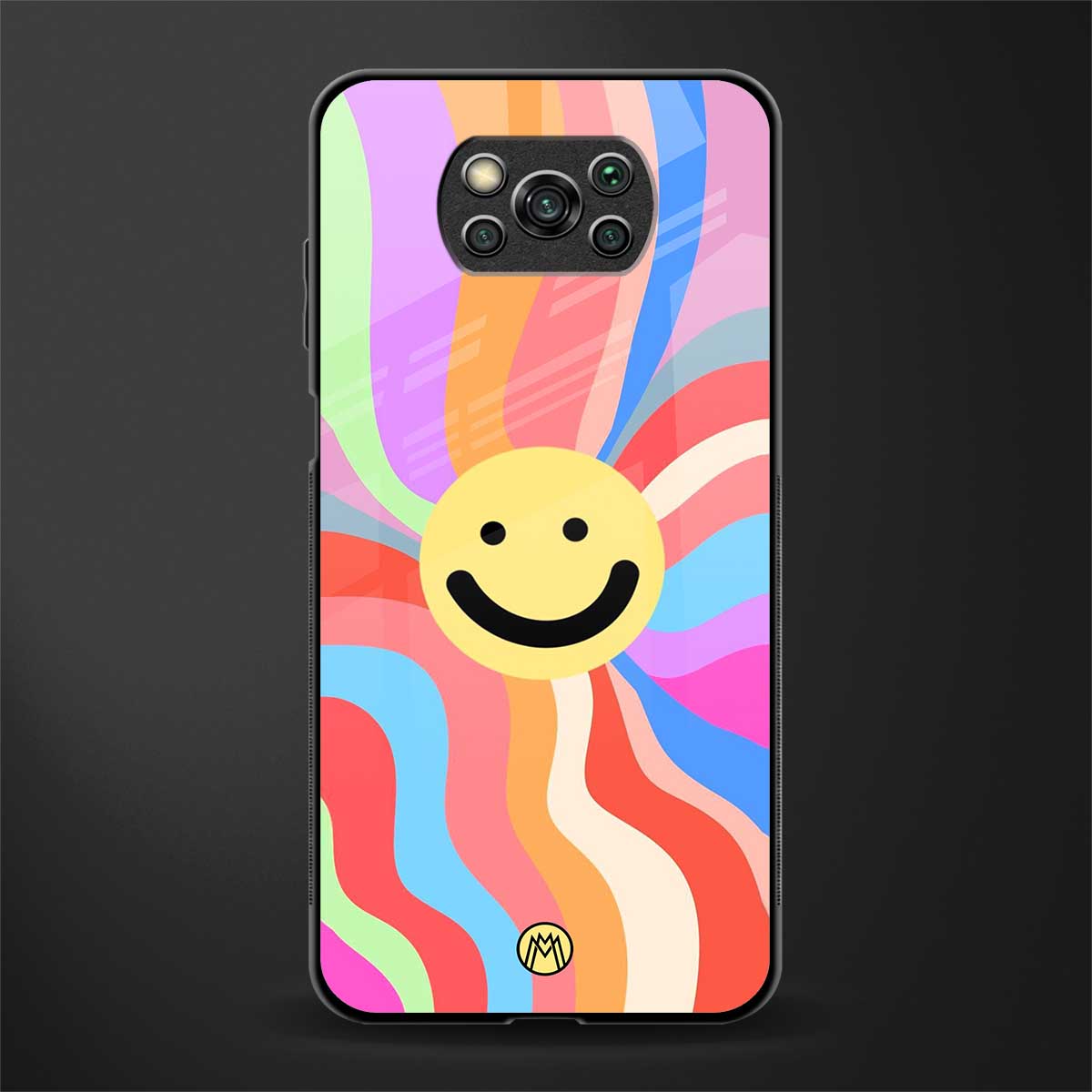 cheerful smiley glass case for poco x3 image