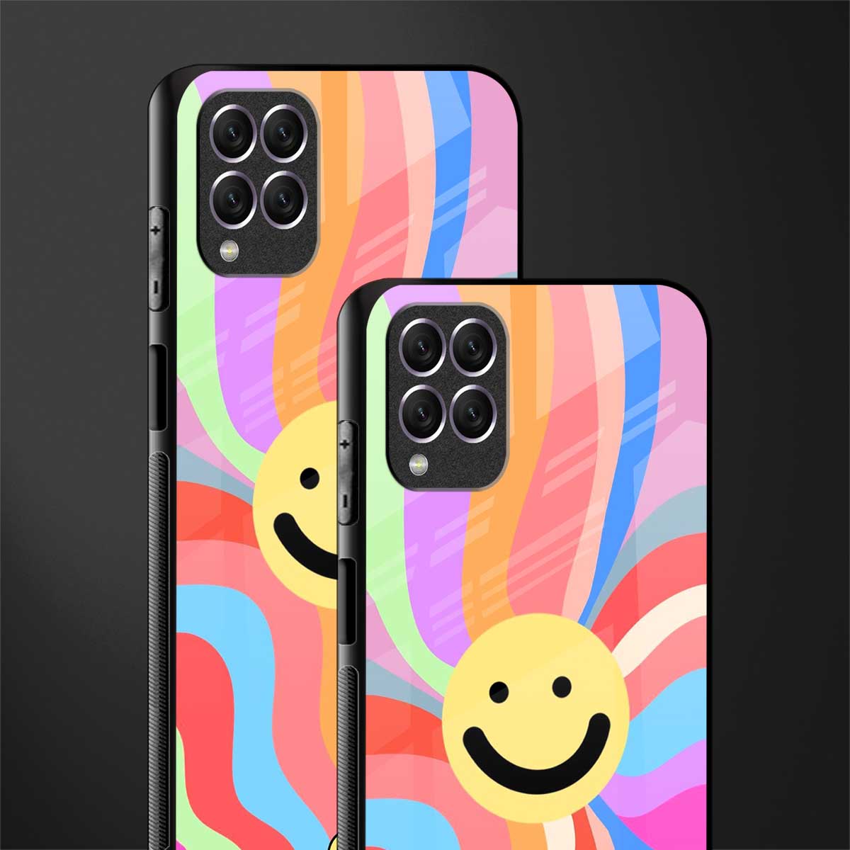 cheerful smiley glass case for samsung galaxy f62 image-2