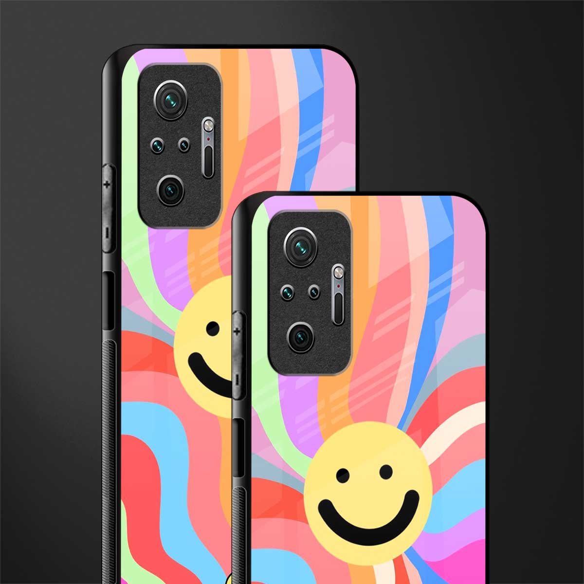 cheerful smiley glass case for redmi note 10 pro max image-2