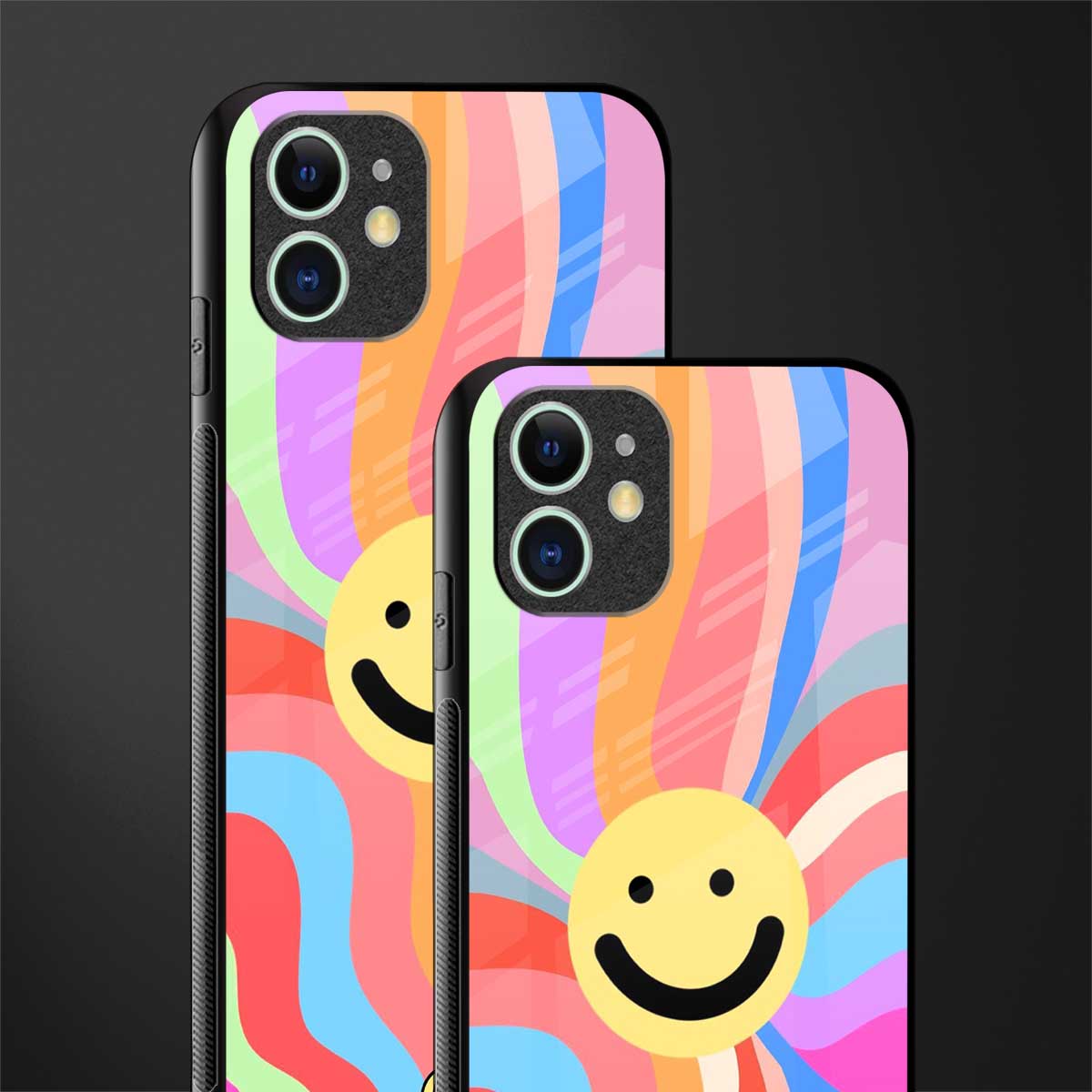 cheerful smiley glass case for iphone 12 mini image-2