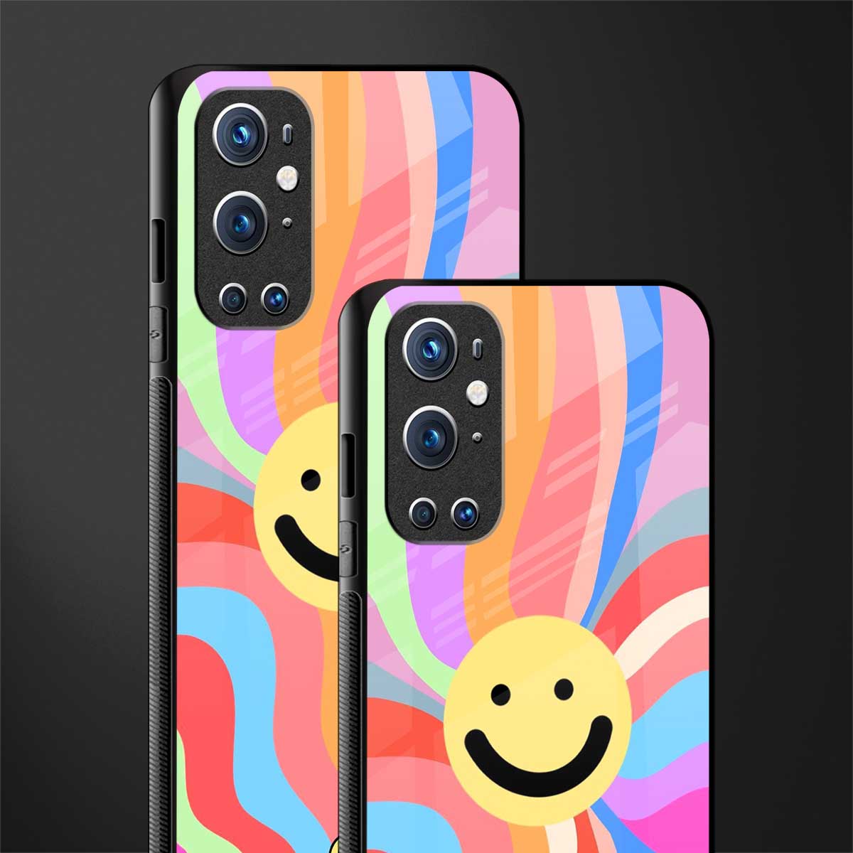 cheerful smiley glass case for oneplus 9 pro image-2