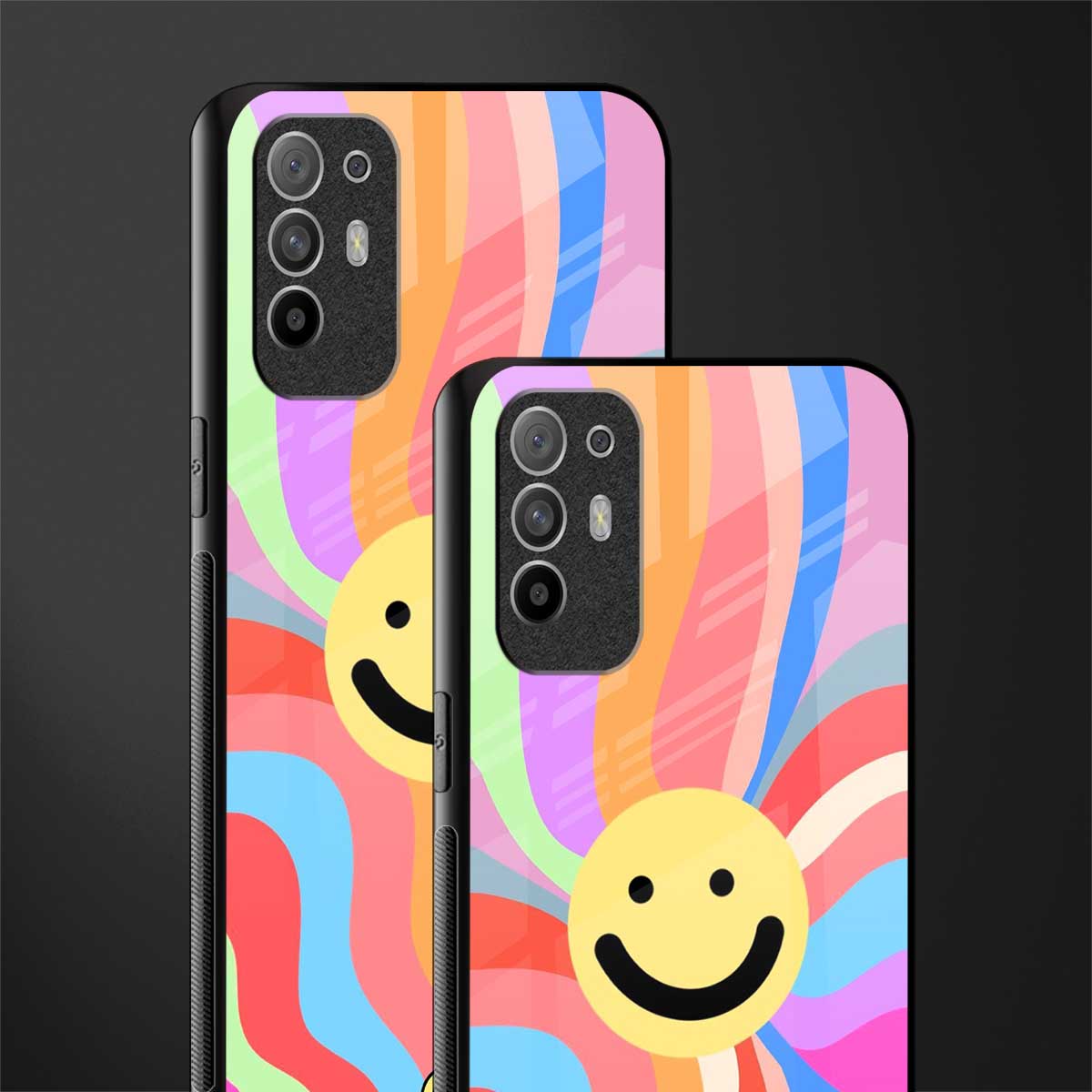 cheerful smiley glass case for oppo f19 pro plus image-2