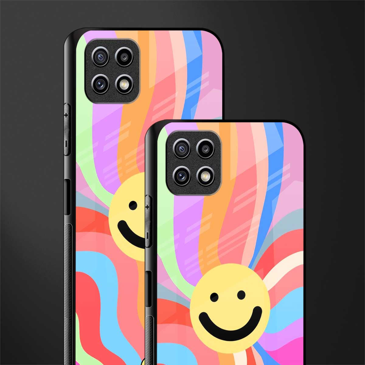 cheerful smiley glass case for samsung galaxy a22 5g image-2