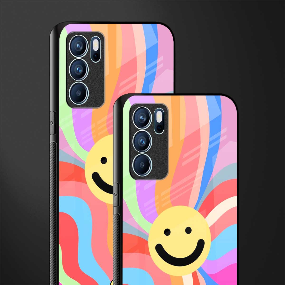 cheerful smiley glass case for oppo reno6 5g image-2