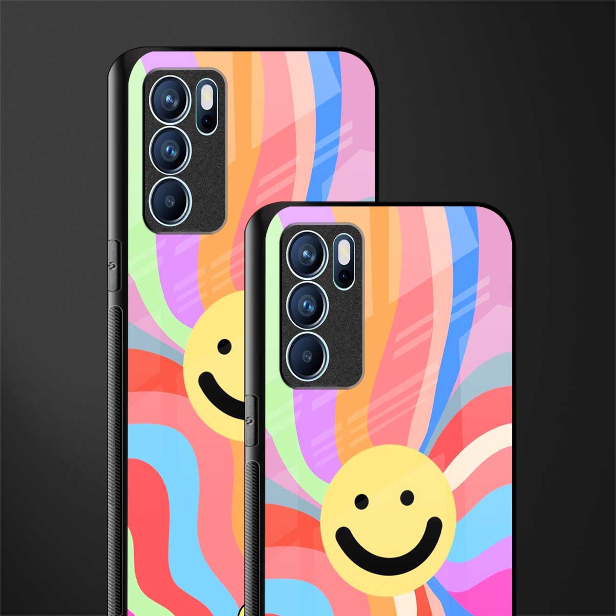 cheerful smiley glass case for oppo reno6 pro 5g image-2