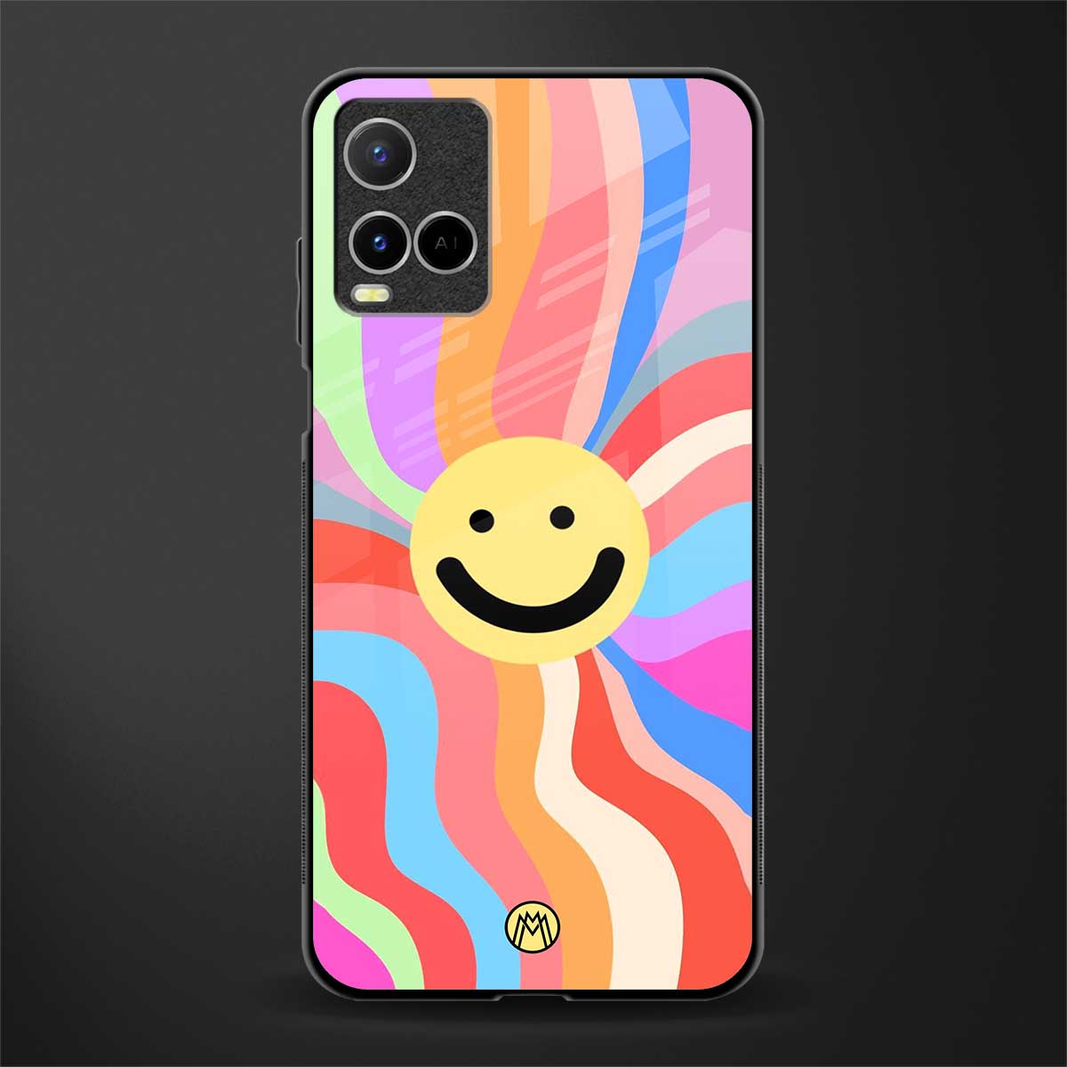 cheerful smiley glass case for vivo y21s image