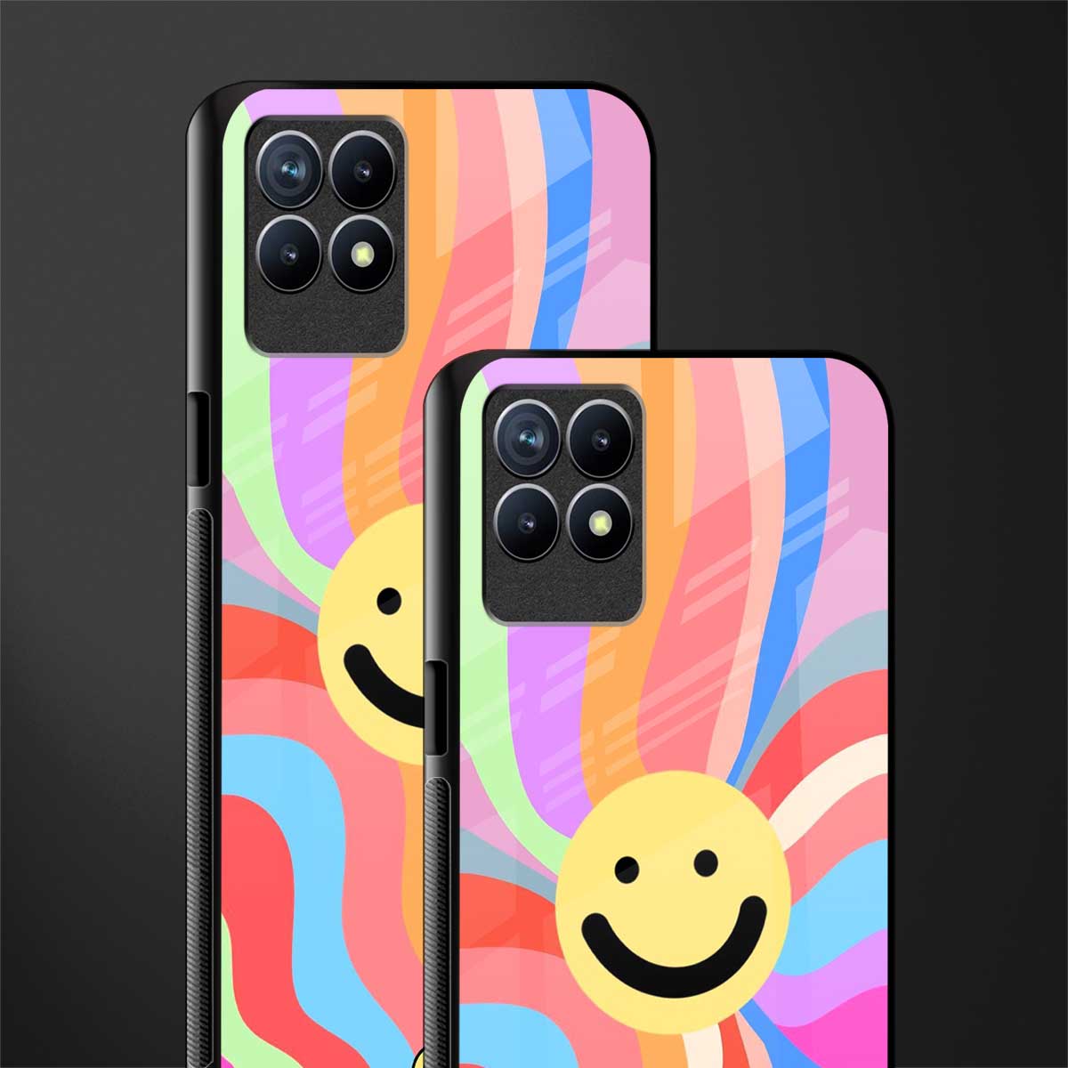 cheerful smiley glass case for realme 8i image-2
