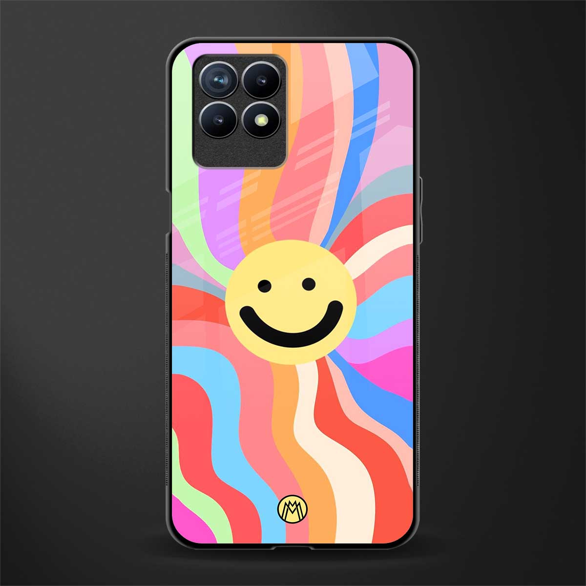 cheerful smiley glass case for realme 8i image