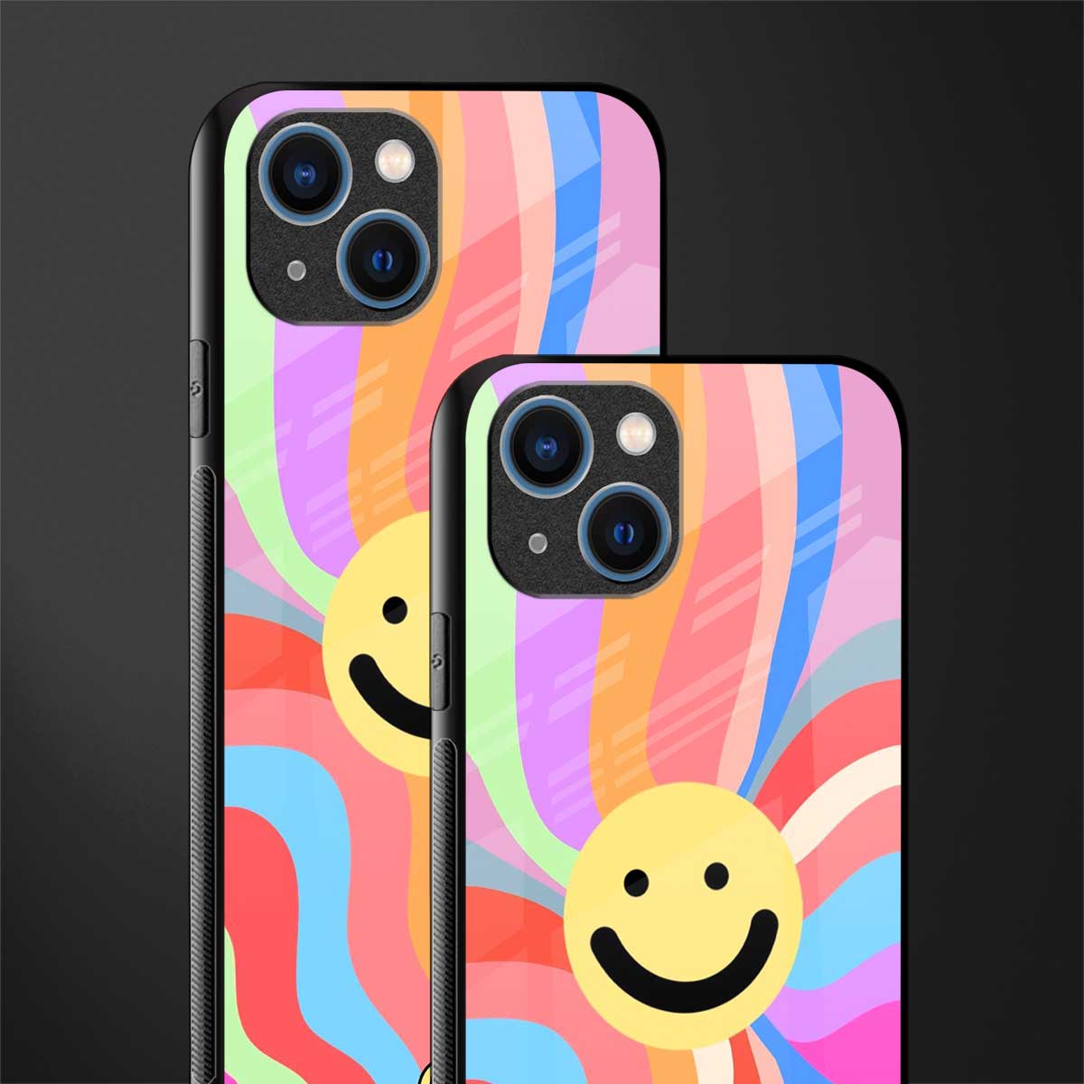 cheerful smiley glass case for iphone 13 image-2