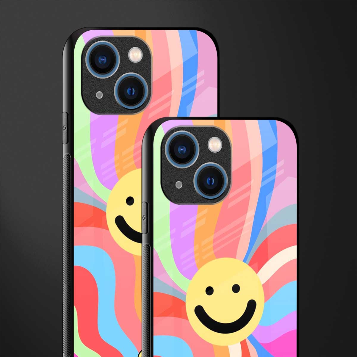 cheerful smiley glass case for iphone 13 mini image-2