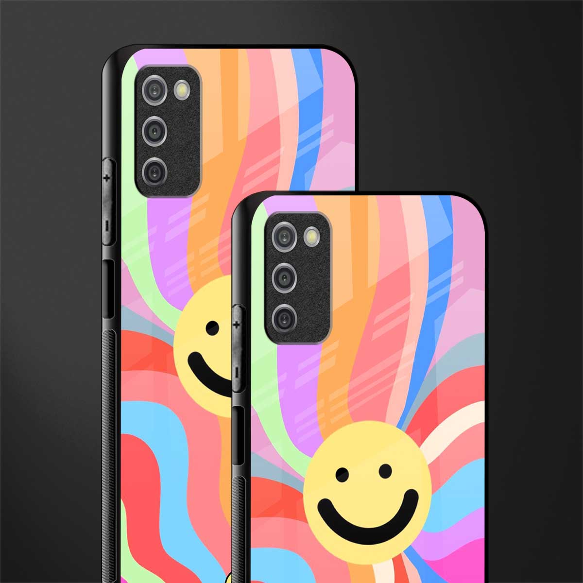 cheerful smiley glass case for samsung galaxy a03s image-2
