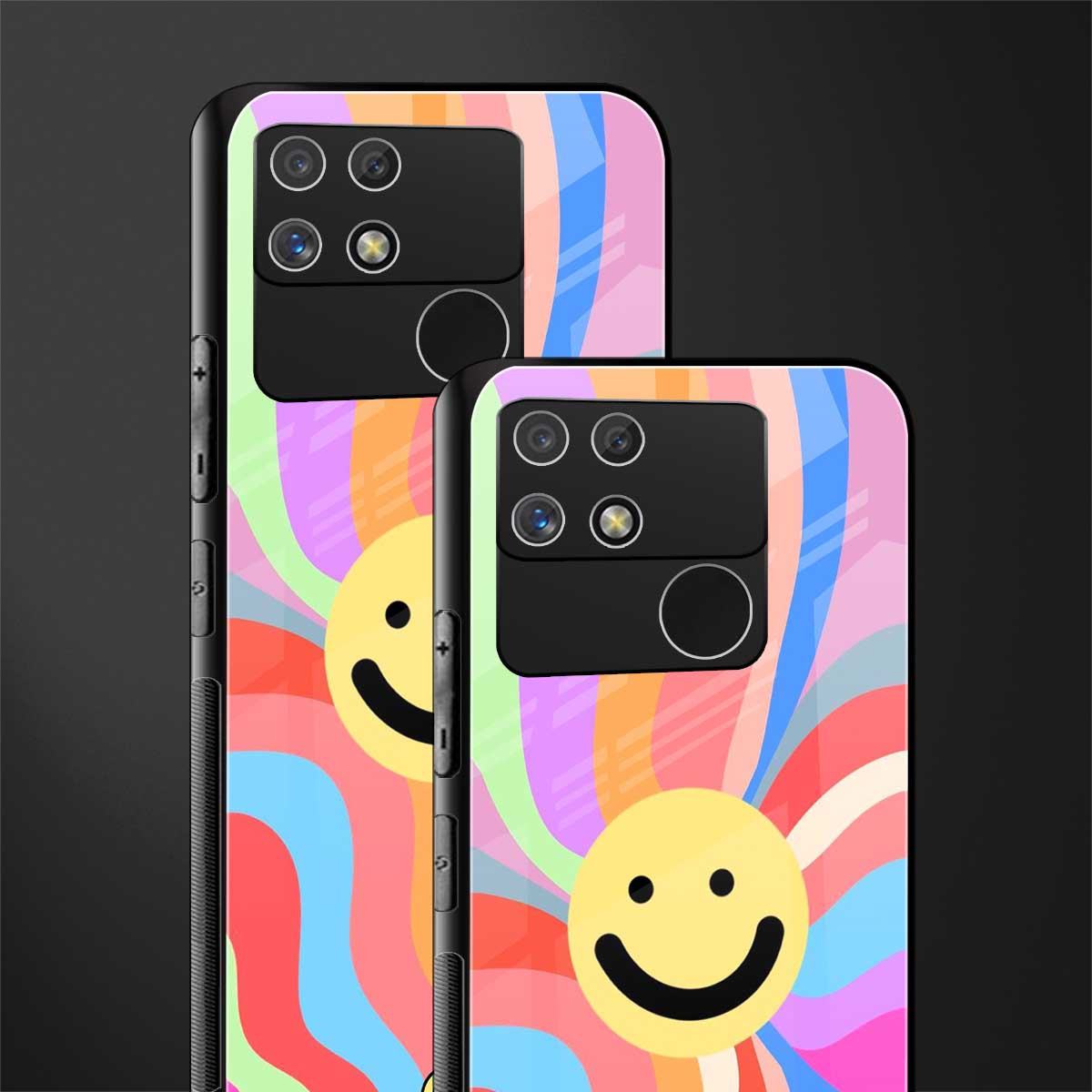 cheerful smiley back phone cover | glass case for realme narzo 50a