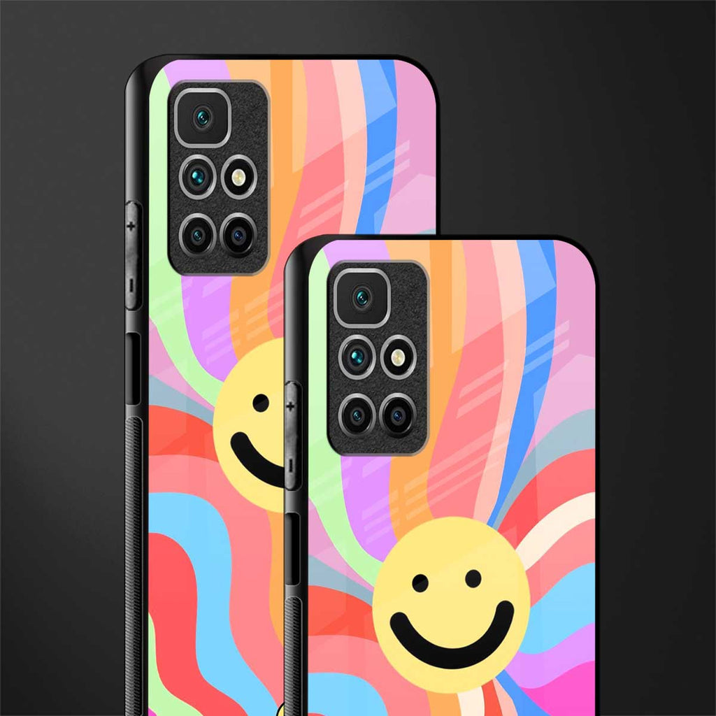 cheerful smiley glass case for redmi 10 prime image-2