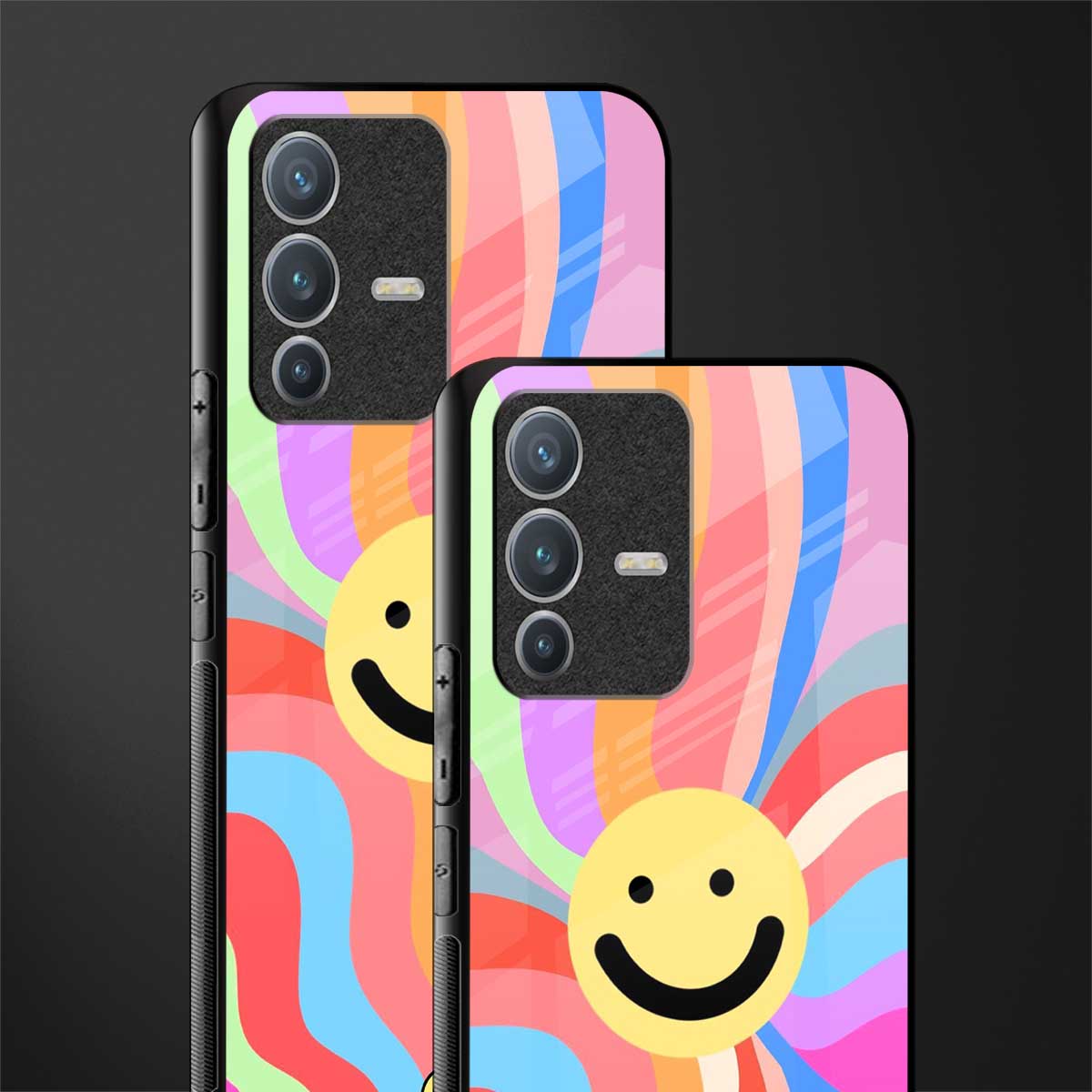 cheerful smiley glass case for vivo v23 pro 5g image-2