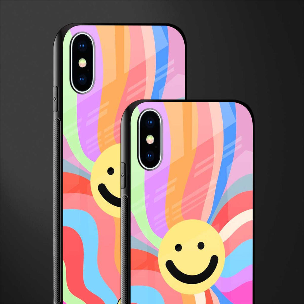 cheerful smiley glass case for iphone xs image-2
