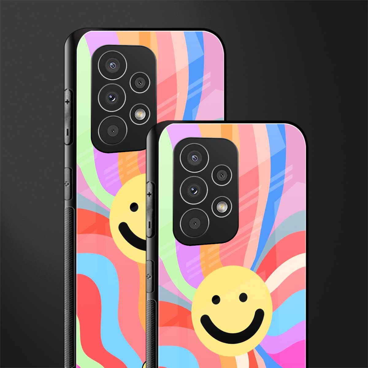 cheerful smiley back phone cover | glass case for samsung galaxy a73 5g