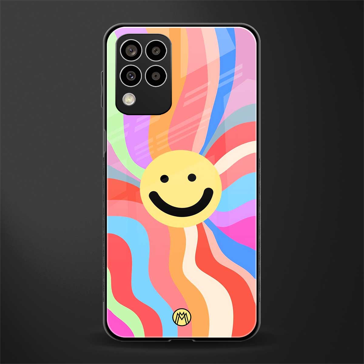 cheerful smiley back phone cover | glass case for samsung galaxy m33 5g