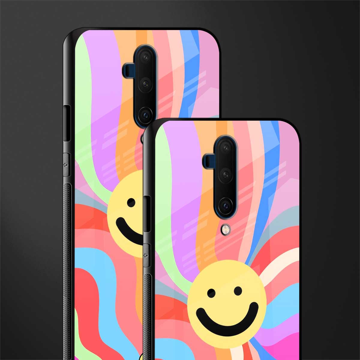 cheerful smiley glass case for oneplus 7t pro image-2