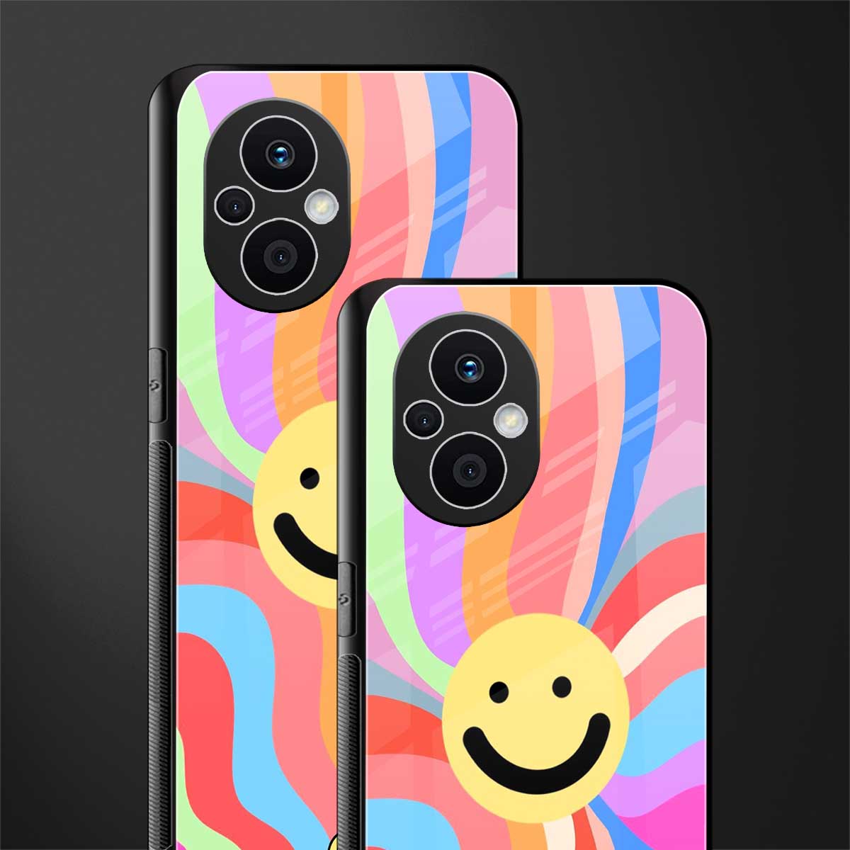 cheerful smiley back phone cover | glass case for oppo f21 pro 5g