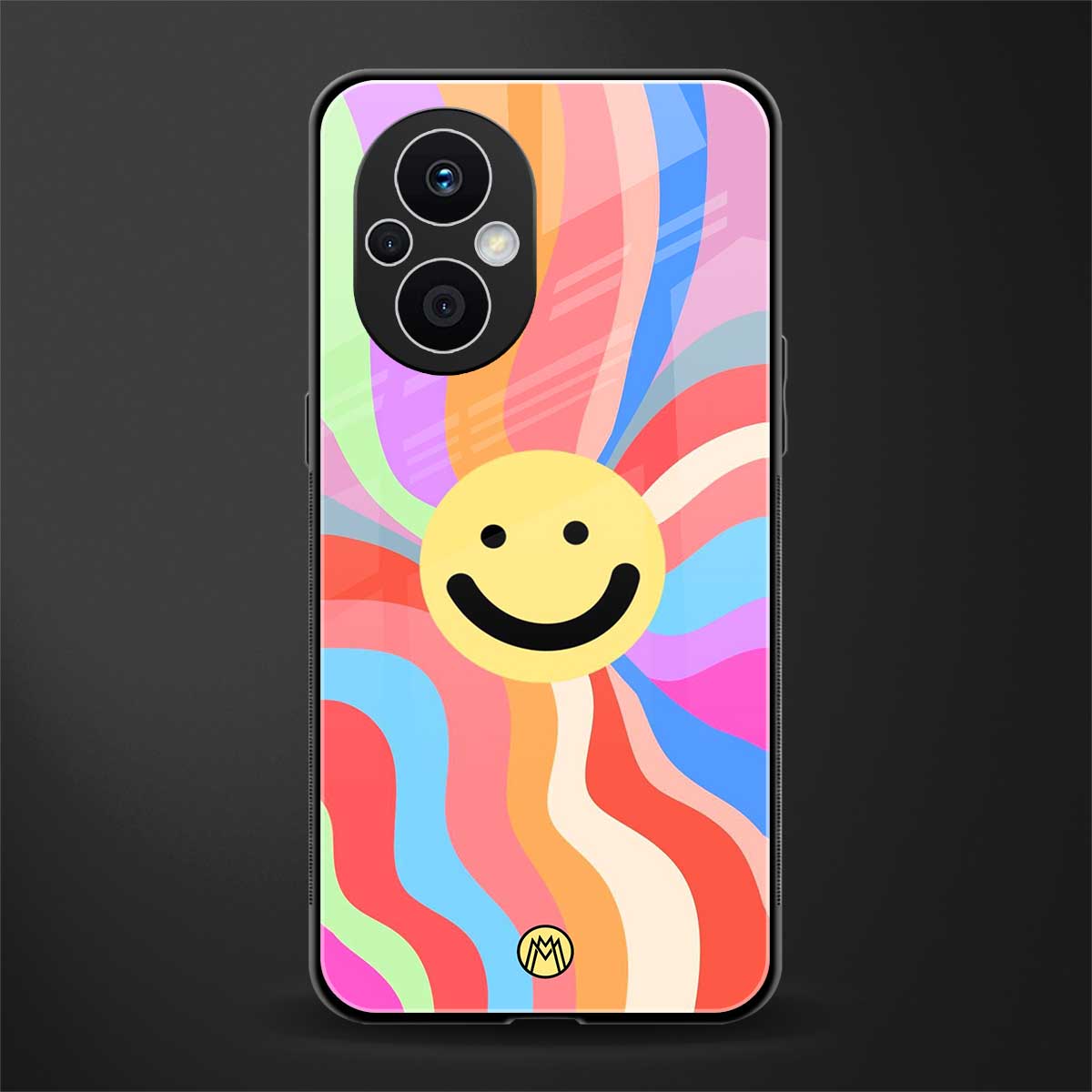 cheerful smiley back phone cover | glass case for oppo f21 pro 5g