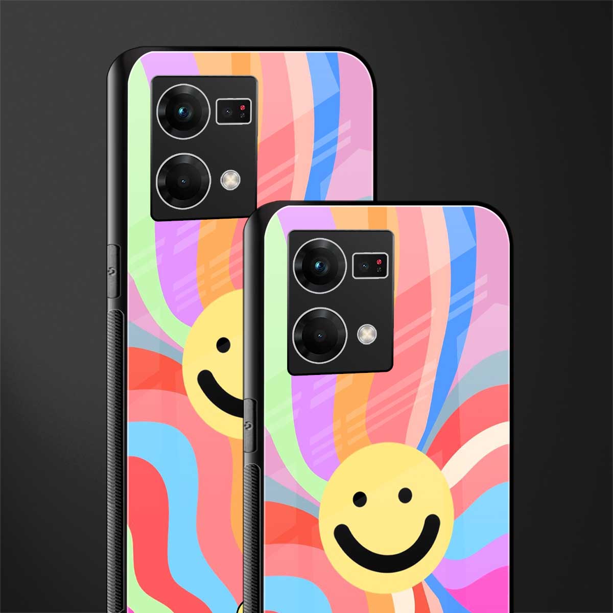 cheerful smiley back phone cover | glass case for oppo f21 pro 4g