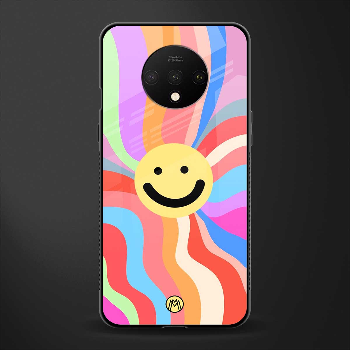 cheerful smiley glass case for oneplus 7t image