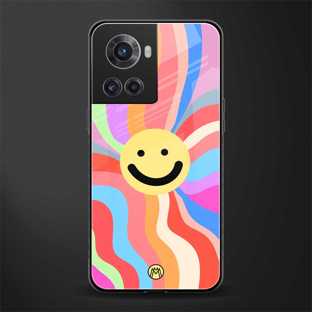 cheerful smiley back phone cover | glass case for oneplus 10r 5g