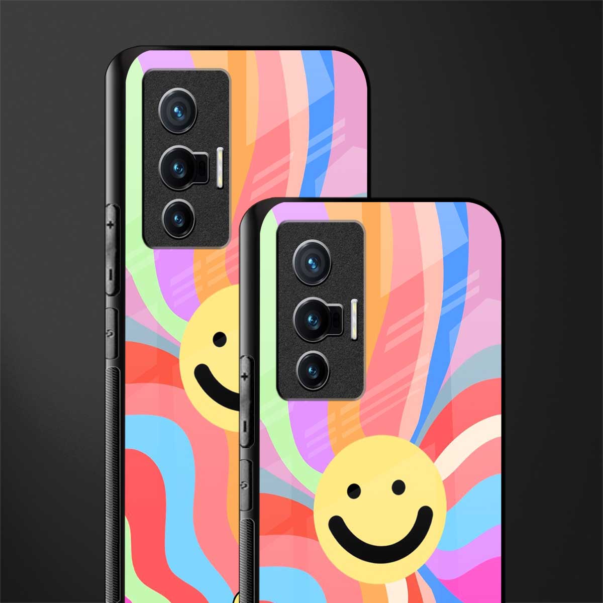 cheerful smiley glass case for vivo x70 image-2