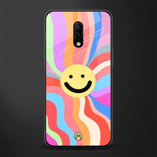 cheerful smiley glass case for oneplus 7 image