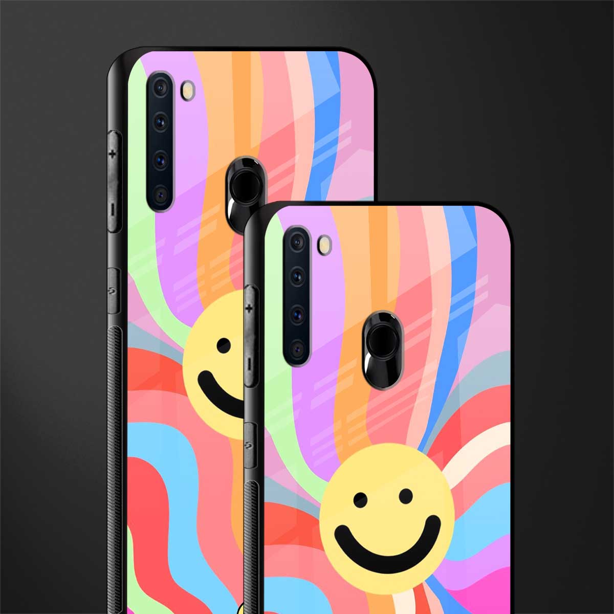 cheerful smiley glass case for samsung a21 image-2