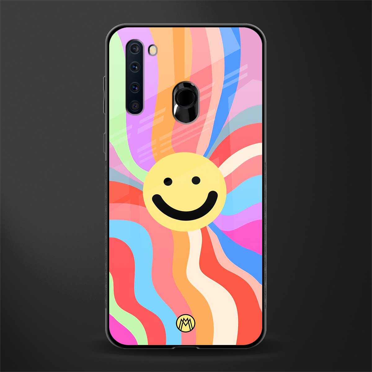 cheerful smiley glass case for samsung a21 image